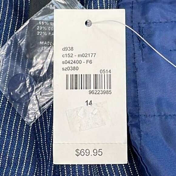 NWT Lane Bryant The Lena Wide Leg Trouser Pant Blue Pinstripe Linen Blend Sz 14 - Picture 11 of 12